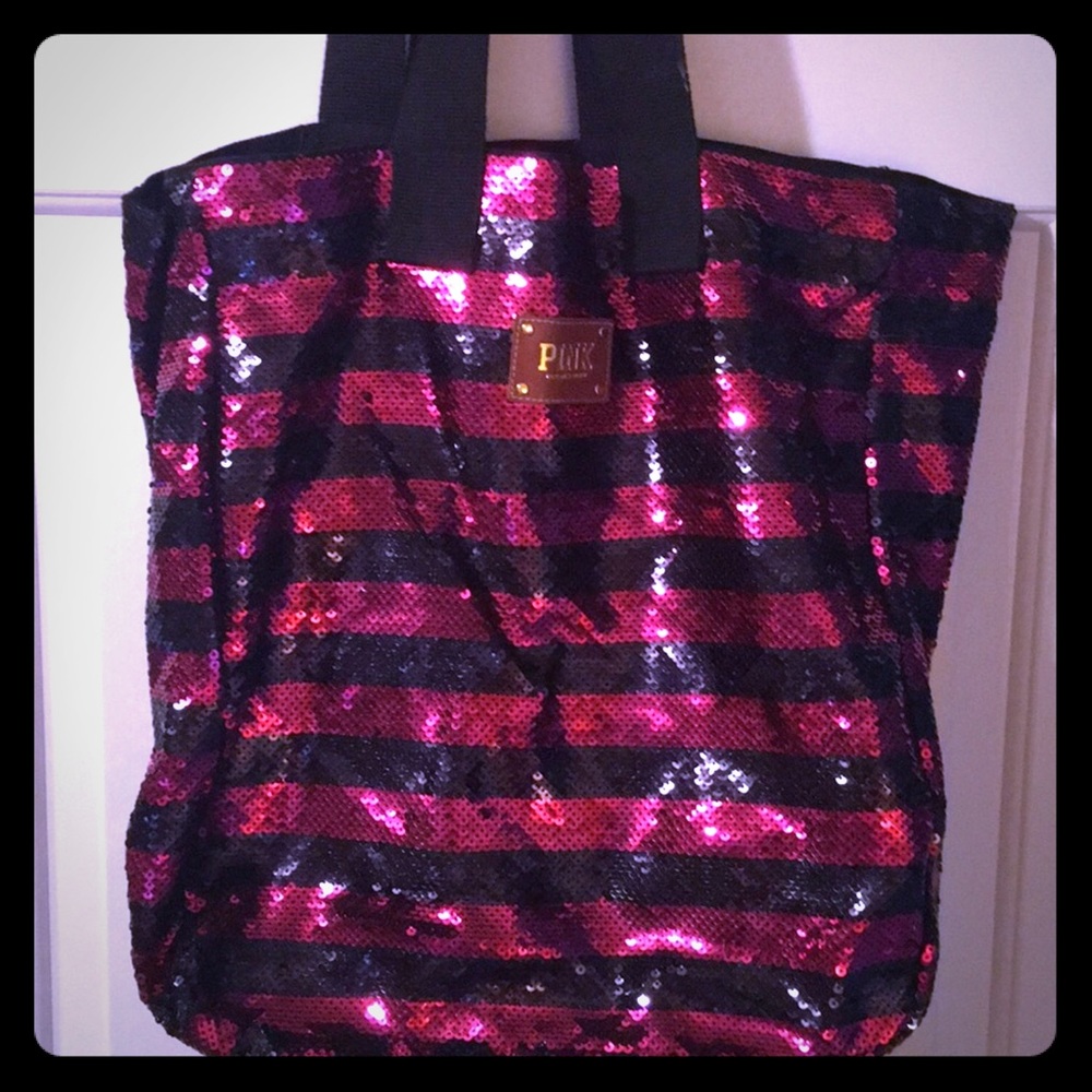 Pink and black Victoria’s Secret tote bag